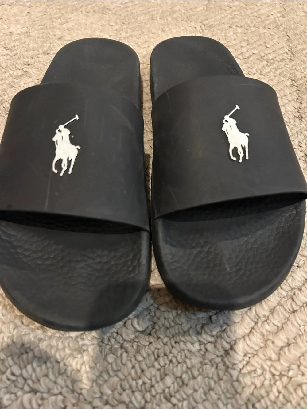 Polo by Ralph Lauren Black Slide with White Pony Logo